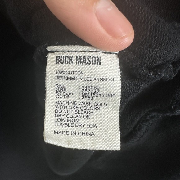 Buck Mason Bushed Loopback Hooded Sweatshirt Large Black French Terry Soft - Picture 7 of 11